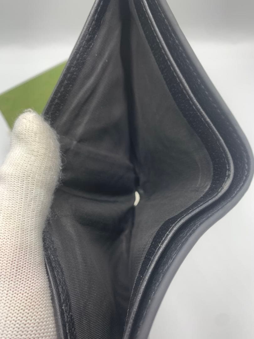 GUCCI グッチ 二つ折り財布 アニマリエ ビー 蜂 ハチ レザー ブラック