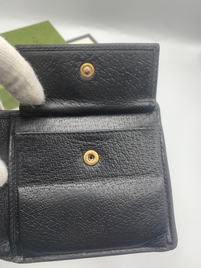 GUCCI グッチ 二つ折り財布 アニマリエ ビー 蜂 ハチ レザー ブラック