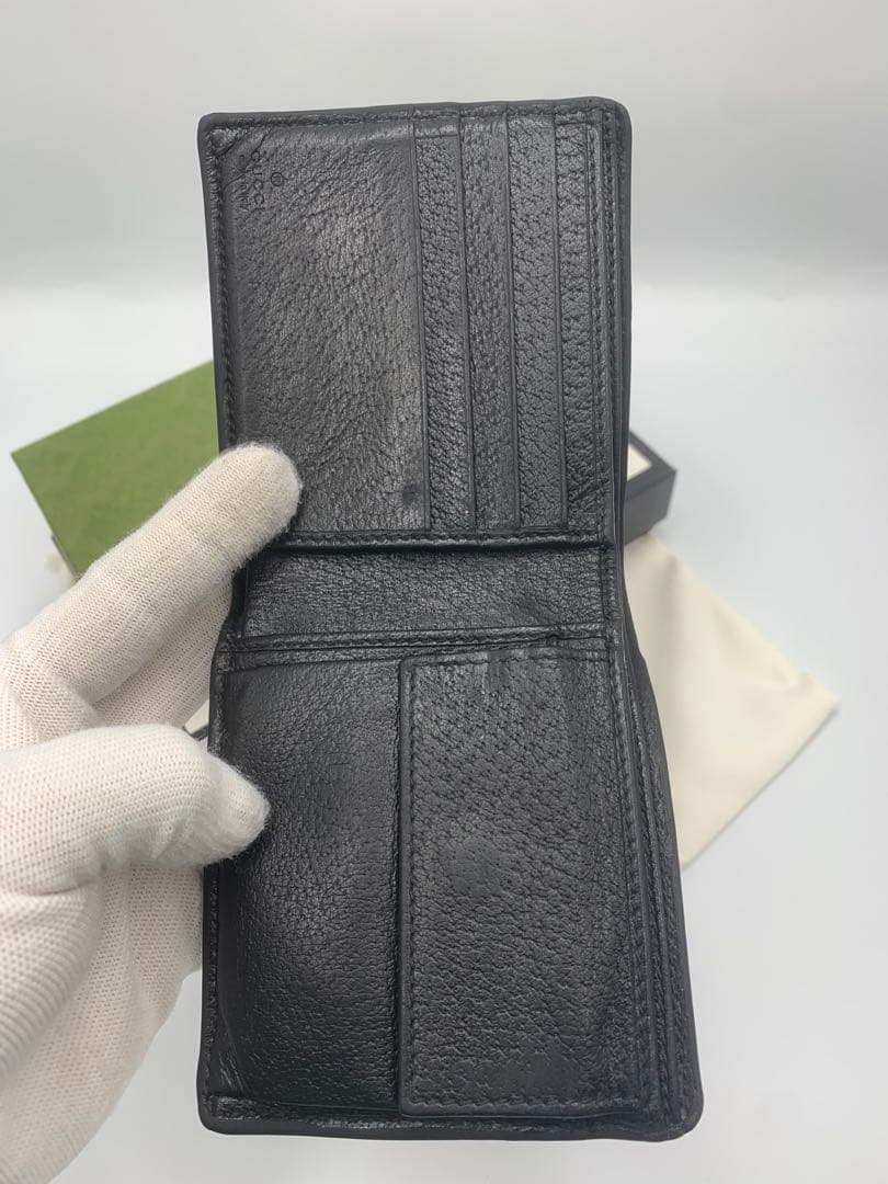 GUCCI グッチ 二つ折り財布 アニマリエ ビー 蜂 ハチ レザー ブラック