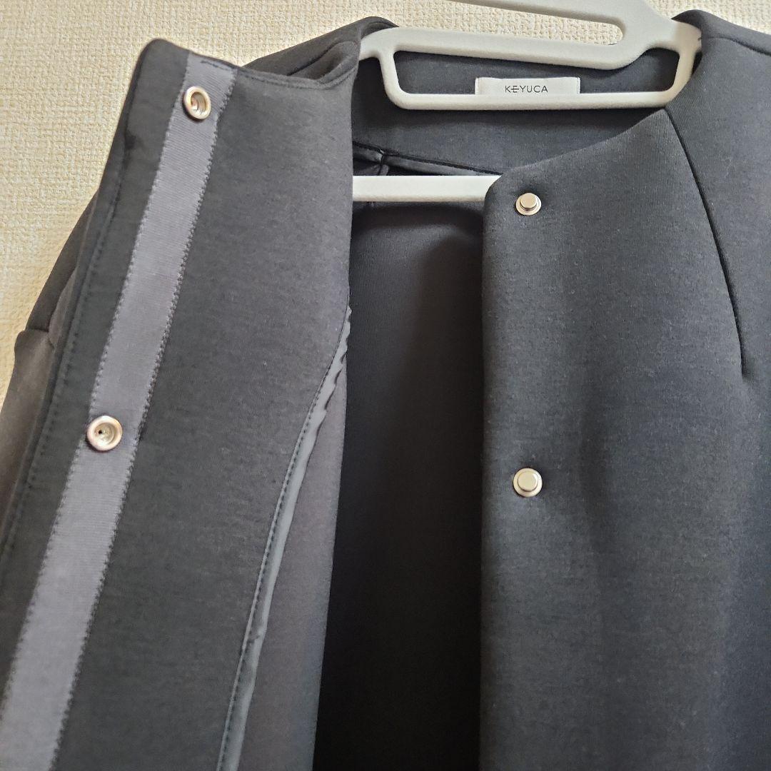 ケユカ KEYUCA キルトコンビコクーンコート チャコールグレー