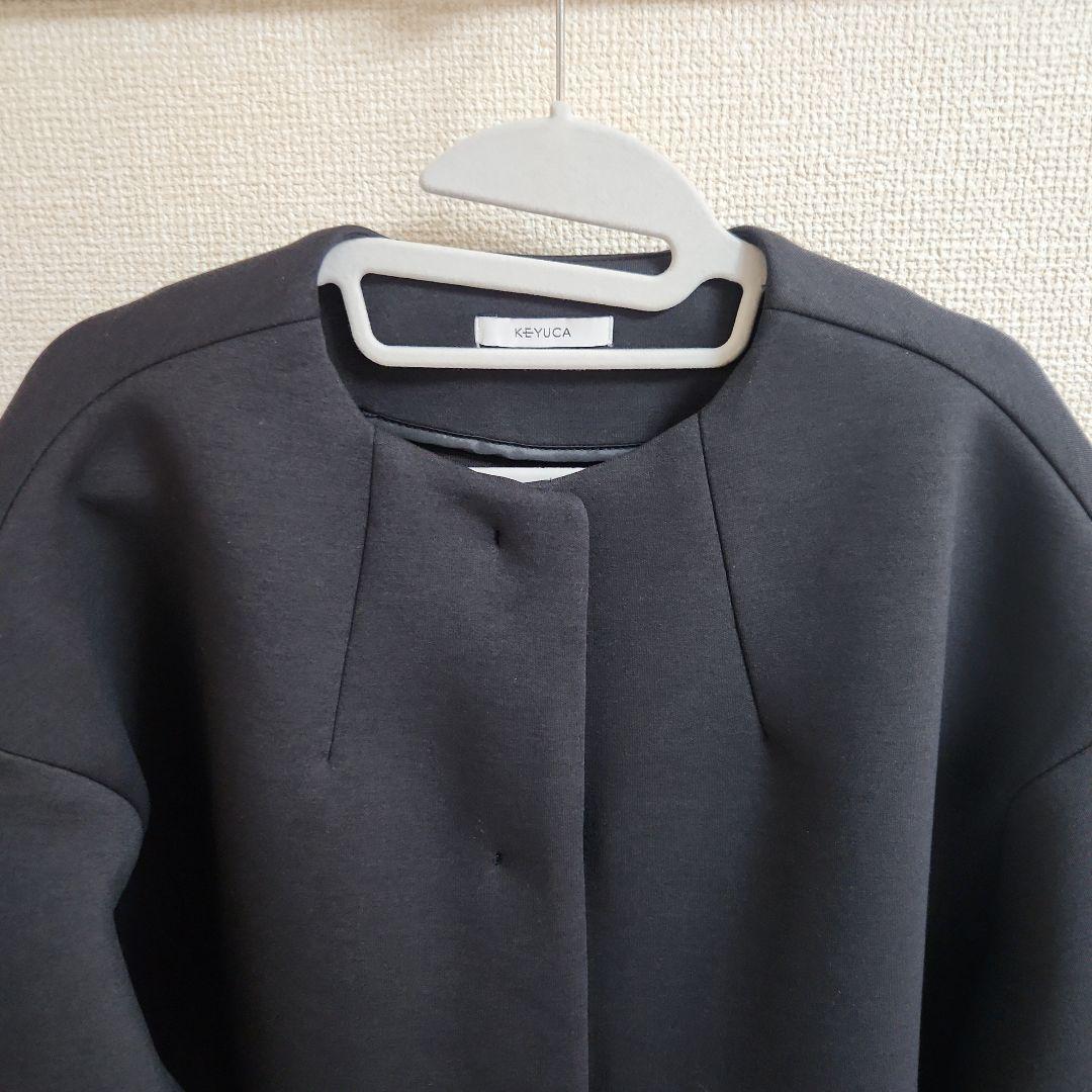 ケユカ KEYUCA キルトコンビコクーンコート チャコールグレー