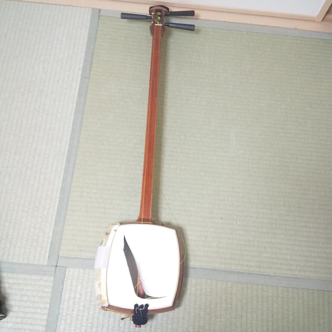 三味線　中棹　バチ　バチ収納ケース　ハードケース　セット　破れあり