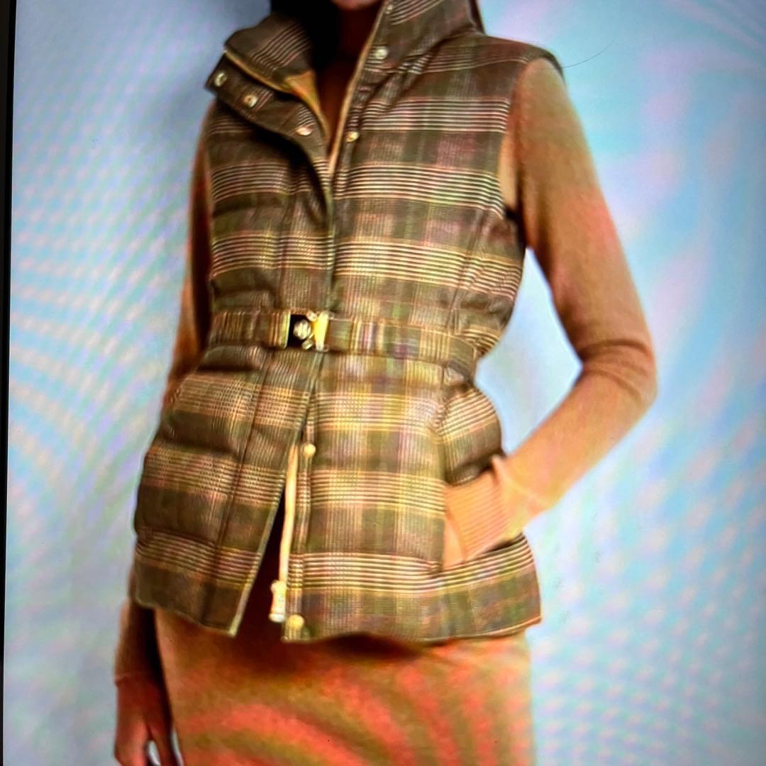 専用❗️新品未使用LAURENグレンチェックキルテッドツイードダウンベスト