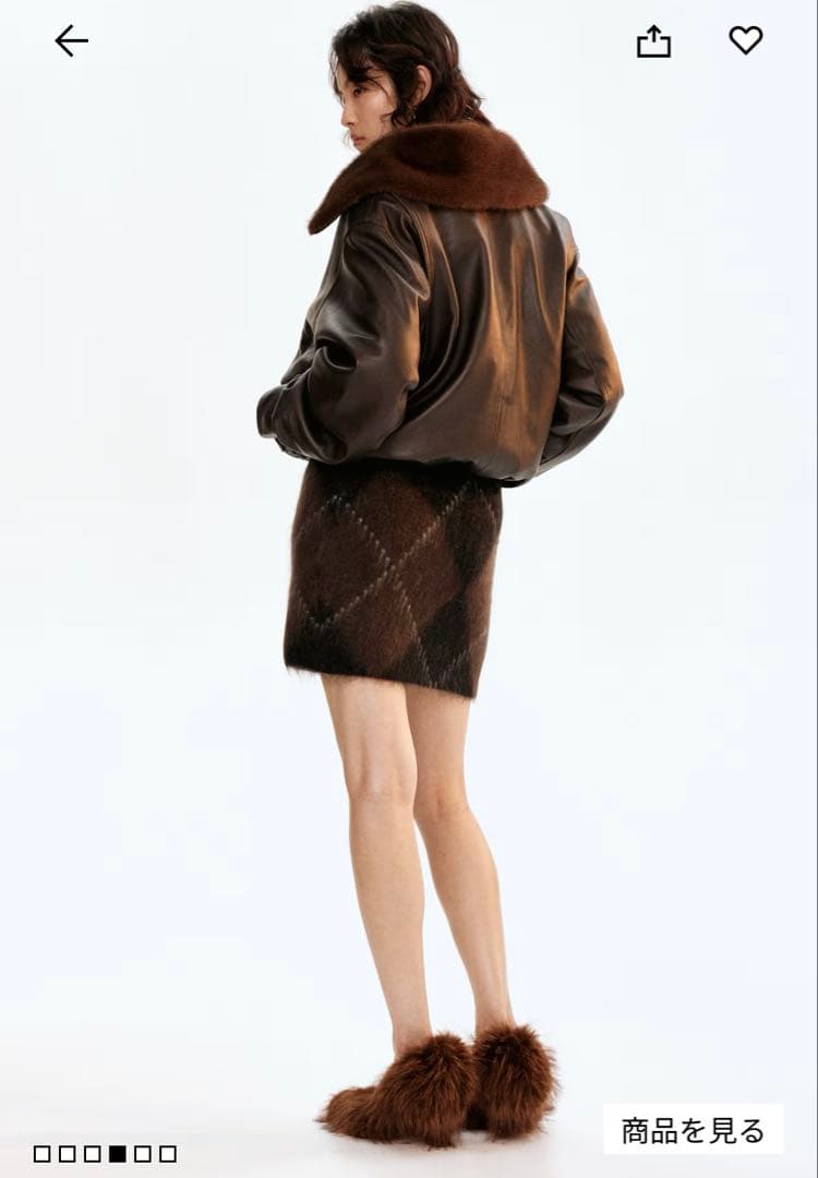 【美品/オンライン完売】 モヘアブレンドミニスカート ブラウン アーガイル