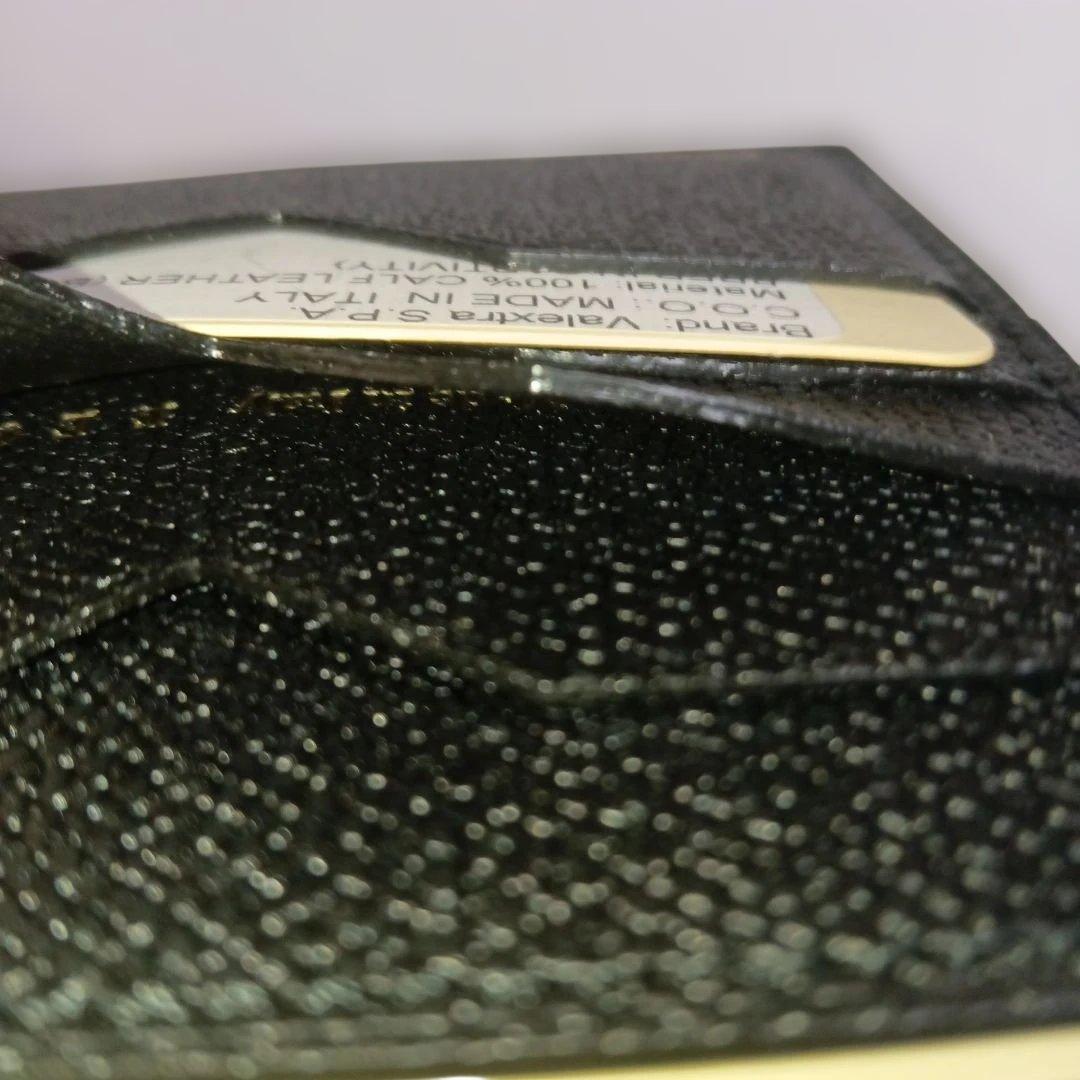 【特価 未使用】Valextra 財布 メンズ 二つ折り財布 レザー ブラック