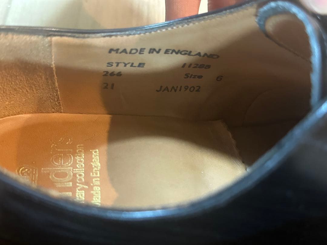 サンダースSANDERS 1128B英国制ブラックレザー ドレスシューズUK6