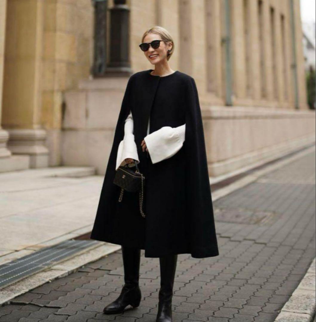 ellieケープコート　ブラック