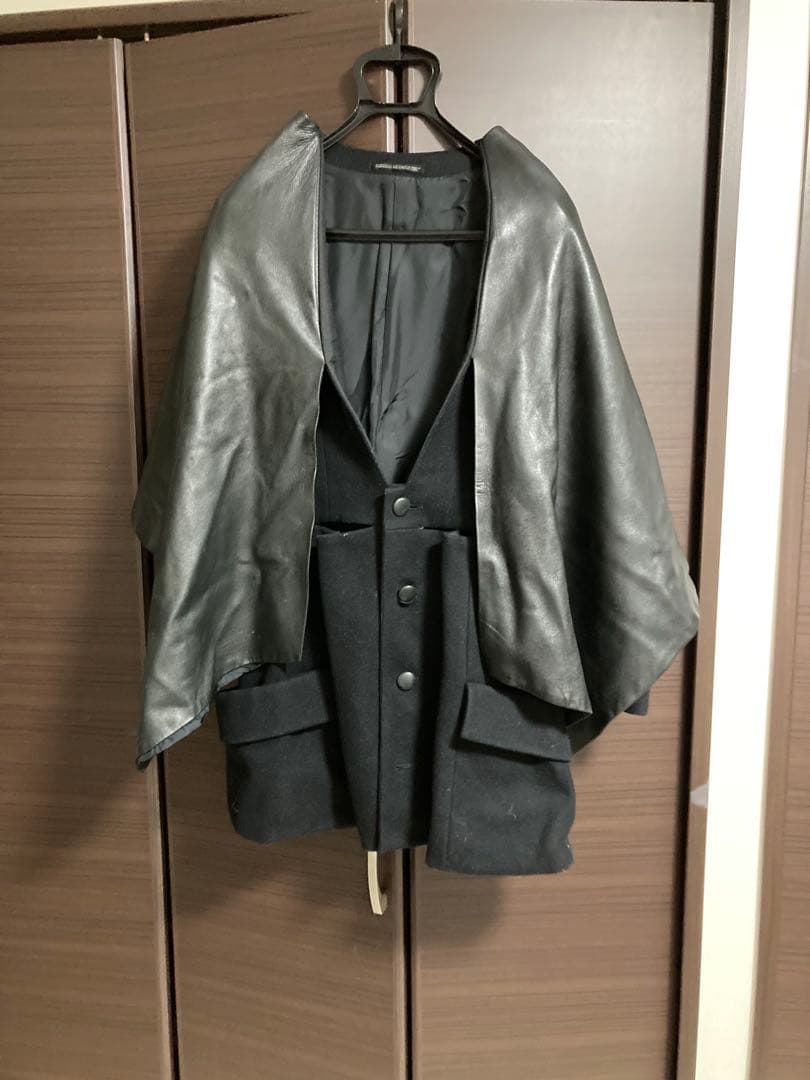 ヨウジヤマモト　レザーケープジャケット Mサイズ 黒
