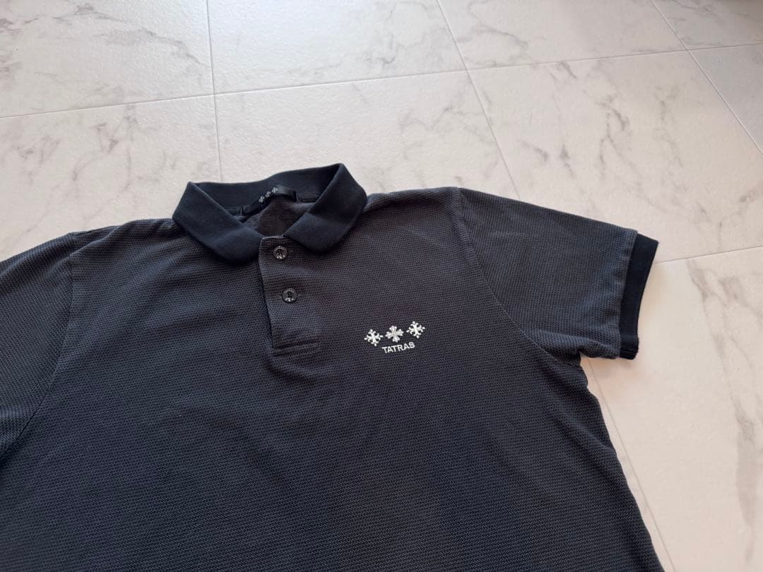 【TATRAS】ポロシャツ 黒/ダークグレー　02(M)