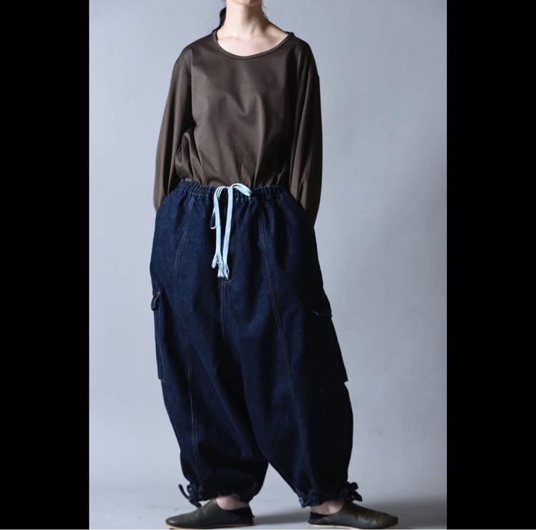 BISHOOL デニムサルエルワイドパンツ　indigo