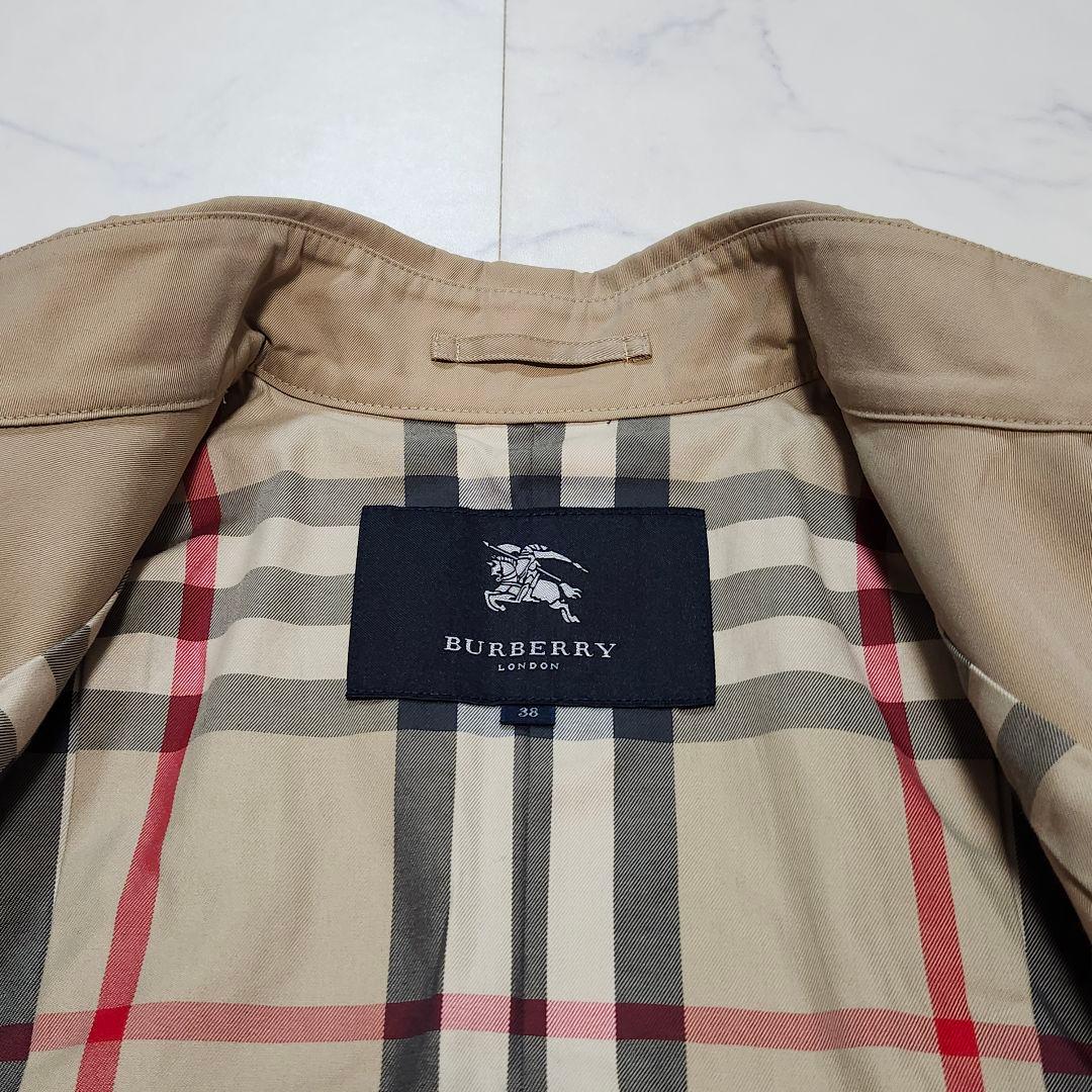 バーバリーロンドン　トレンチコート　シングル　メガチェック　38　ベージュ