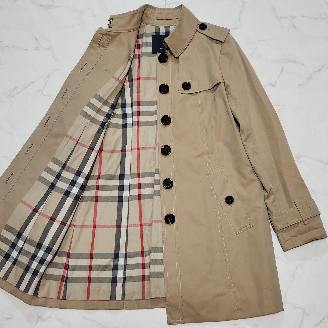 バーバリーロンドン　トレンチコート　シングル　メガチェック　38　ベージュ