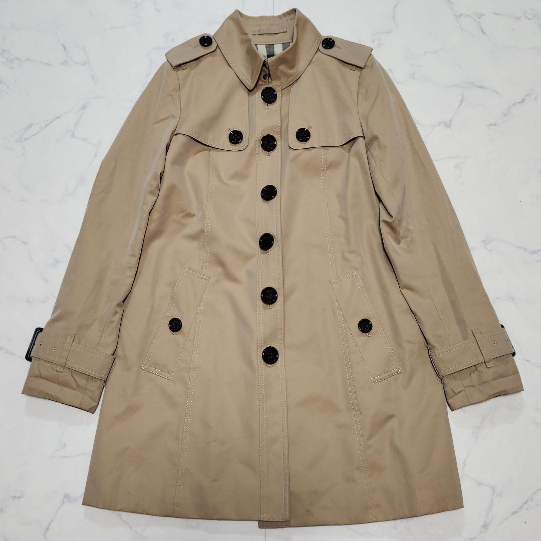 バーバリーロンドン　トレンチコート　シングル　メガチェック　38　ベージュ