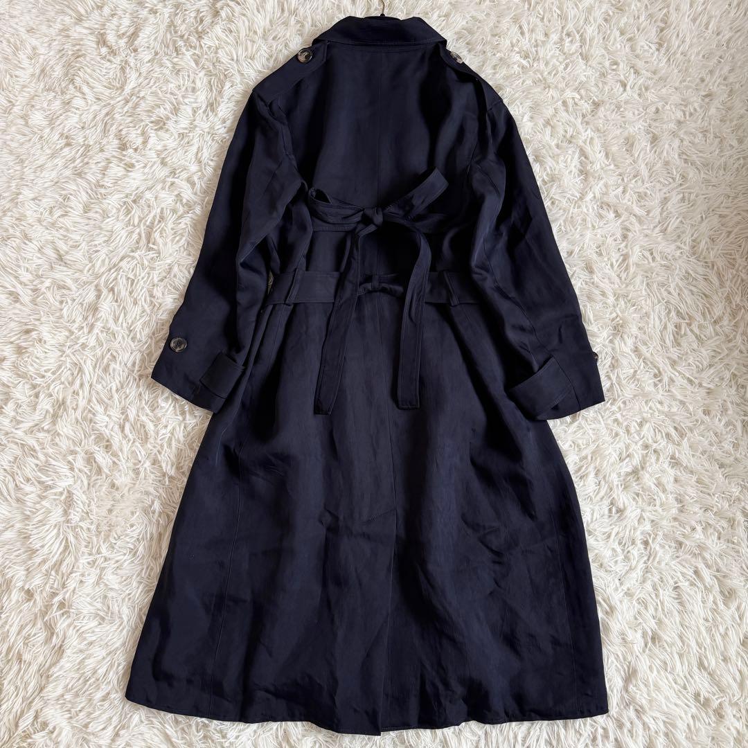 美品　フィービー期　セリーヌ　トレンチコート　シルク　ロゴボタン　ネイビー　M