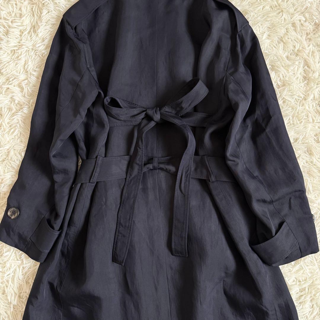 美品　フィービー期　セリーヌ　トレンチコート　シルク　ロゴボタン　ネイビー　M