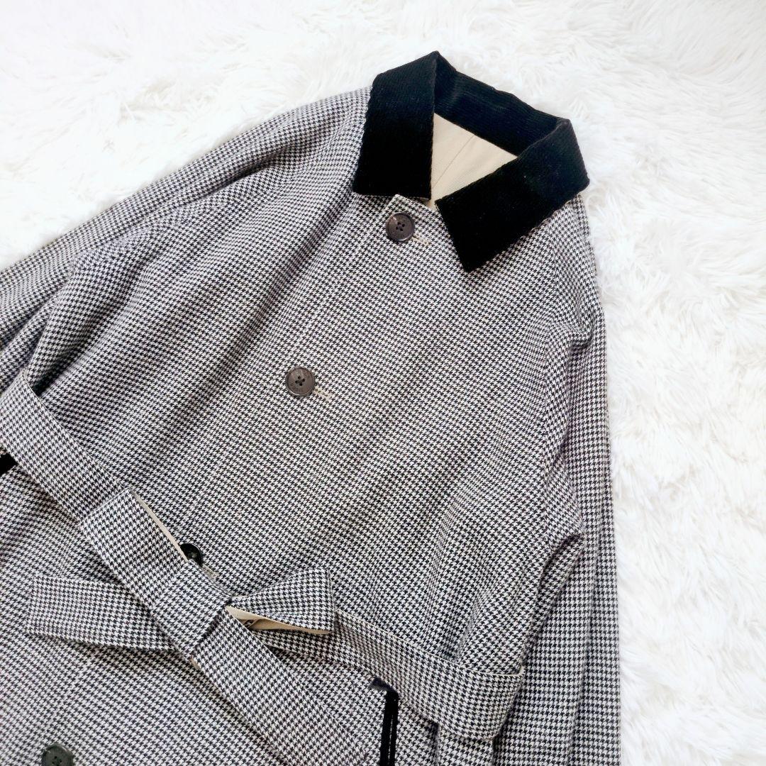 極美品 近年✨ティッカ リバーシブルステンカラー　テントコート ベロア襟 ベルト