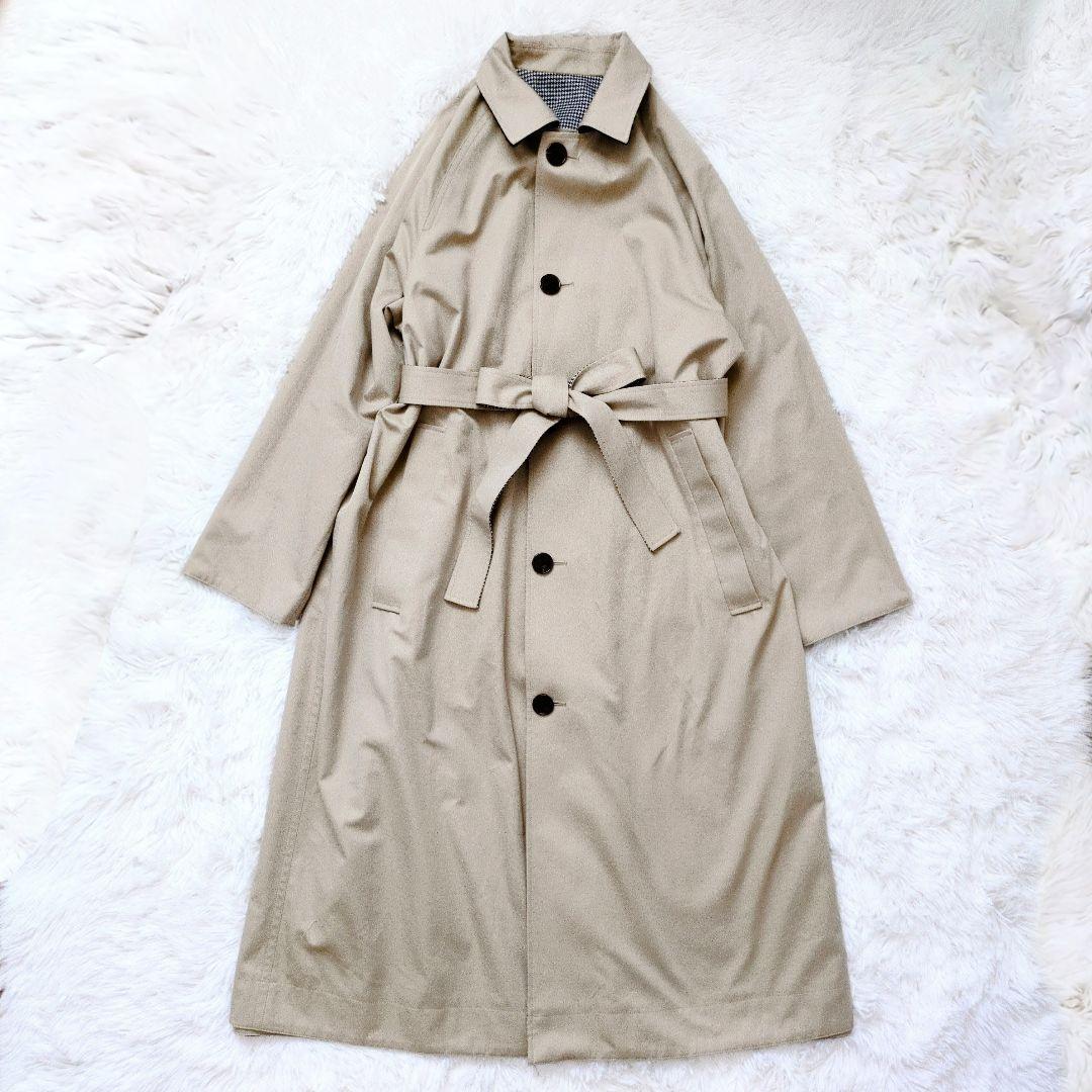 極美品 近年✨ティッカ リバーシブルステンカラー　テントコート ベロア襟 ベルト