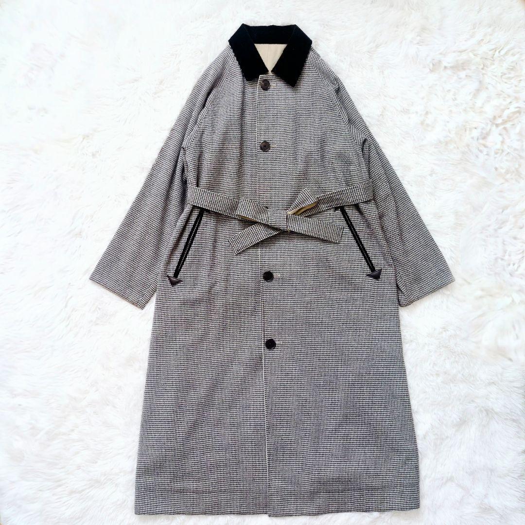 極美品 近年✨ティッカ リバーシブルステンカラー　テントコート ベロア襟 ベルト