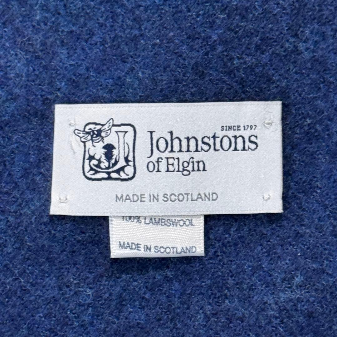 美品✨ジョンストンズ オブ エルガン マフラー ラムズウール100% ネイビー