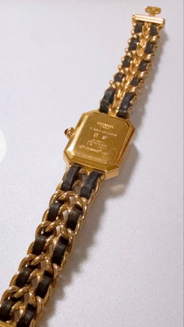 美品 CHANEL シャネル プルミエール ゴールド ブラック 腕時計M 電交済