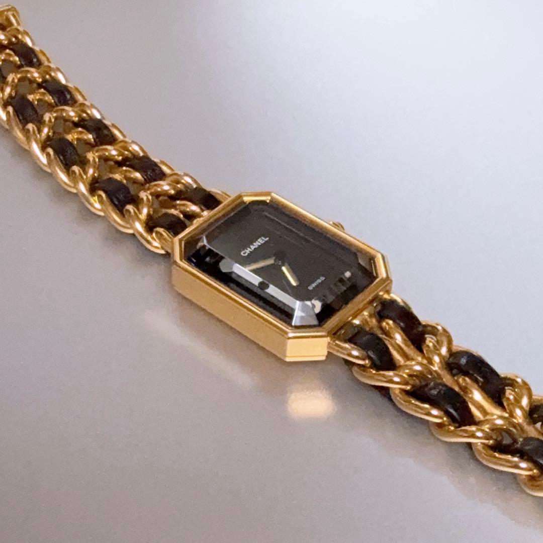 美品 CHANEL シャネル プルミエール ゴールド ブラック 腕時計M 電交済
