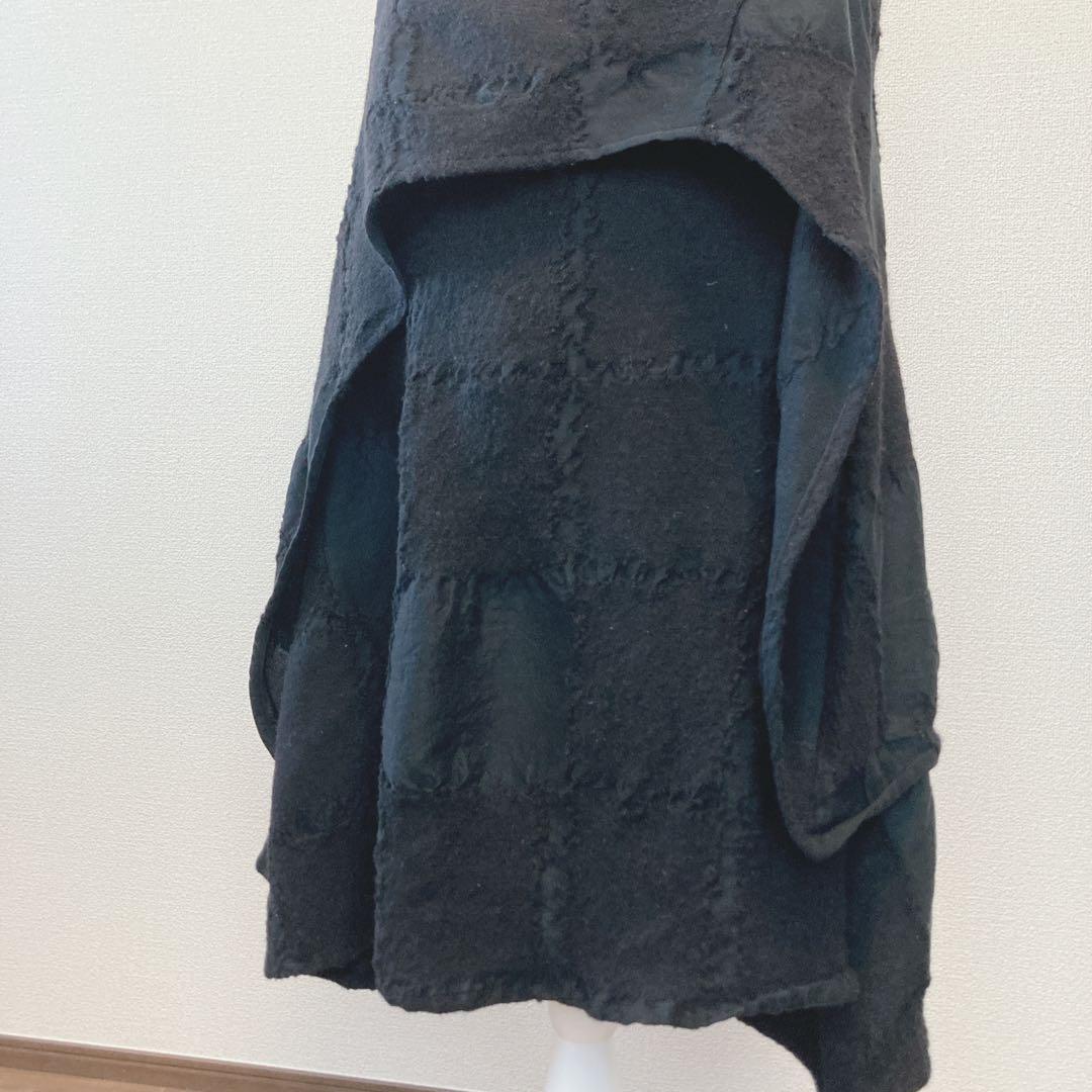 ジウ 慈雨 センソユニコ ウール ワンピース チュニック ブラック　変形