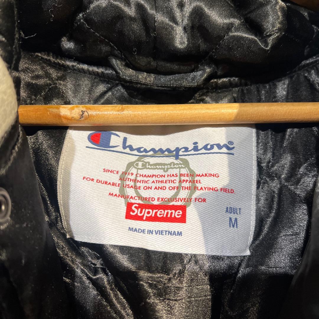 【わさび】Supreme×Champion フード付スタジャン ブラックM