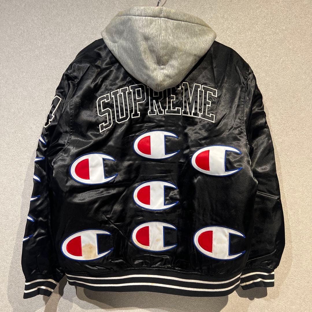 【わさび】Supreme×Champion フード付スタジャン ブラックM