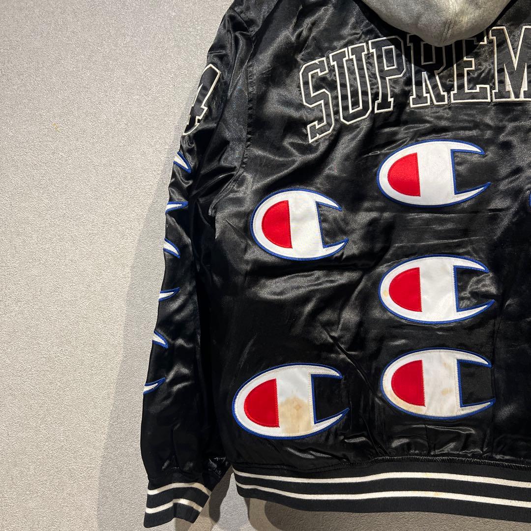 【わさび】Supreme×Champion フード付スタジャン ブラックM
