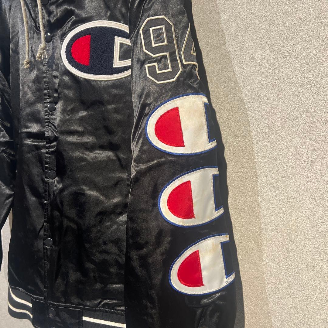 【わさび】Supreme×Champion フード付スタジャン ブラックM