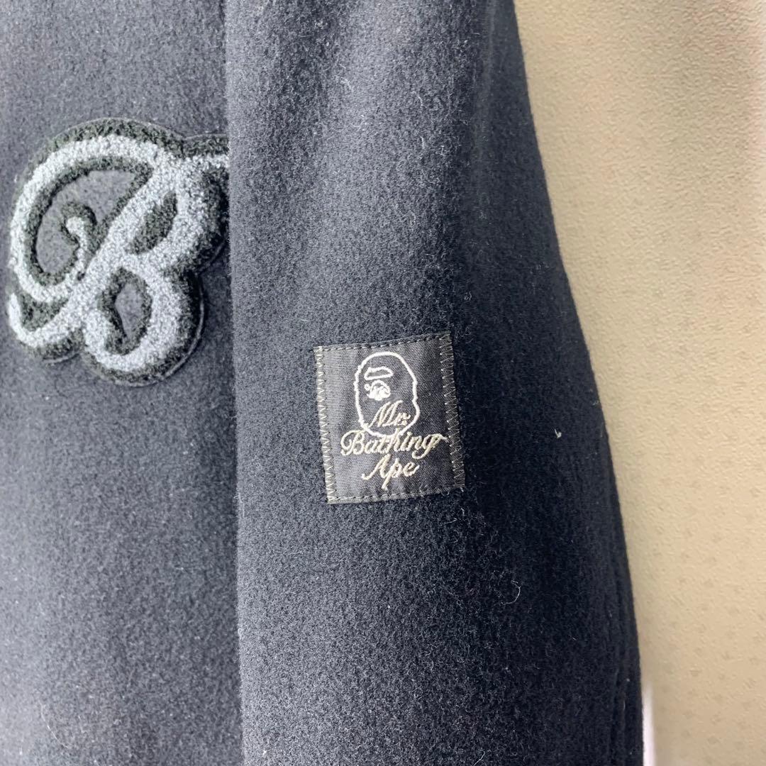 Mr.BATHING APE　ウールスタジャン　XL　ブラック　刺繍　ウール