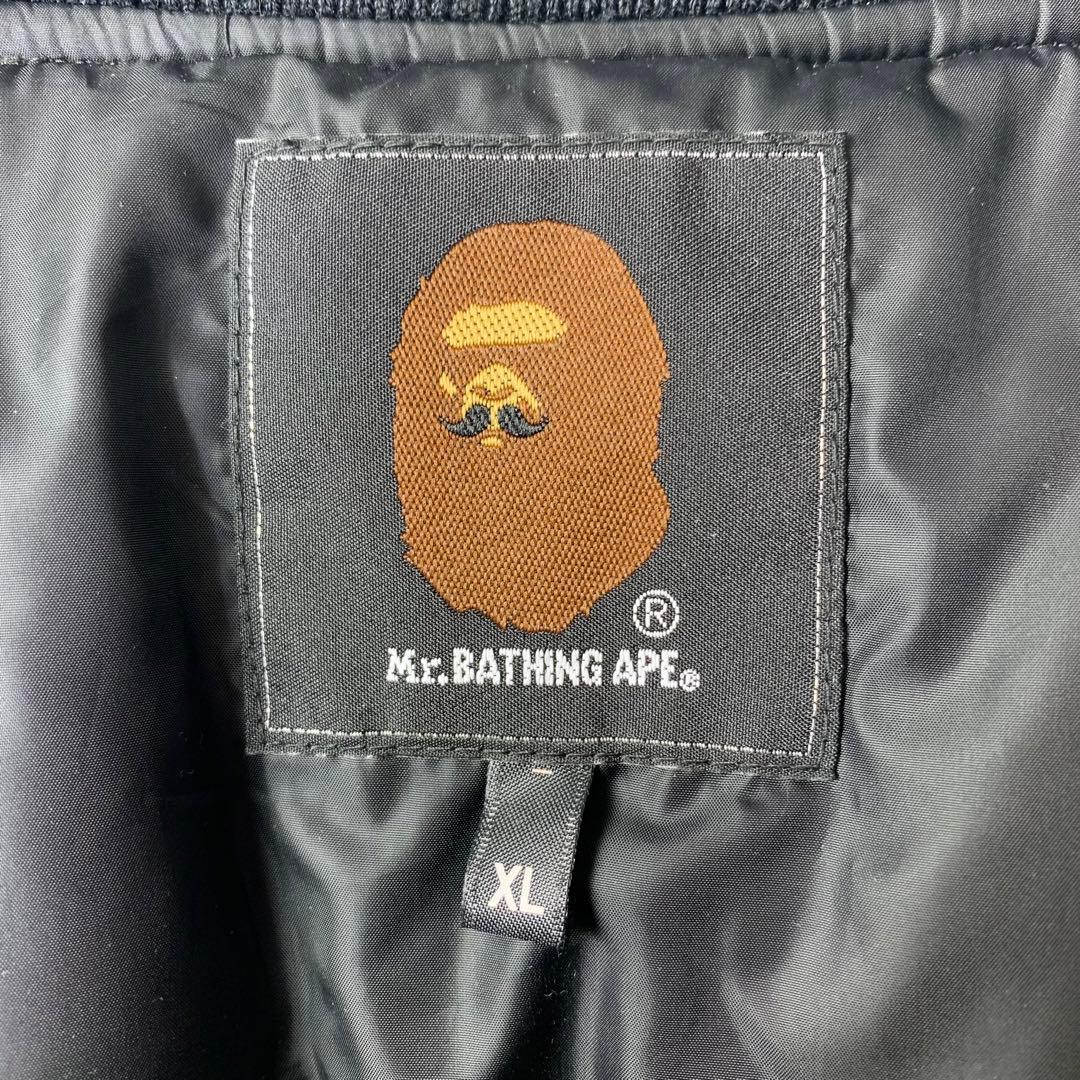 Mr.BATHING APE　ウールスタジャン　XL　ブラック　刺繍　ウール