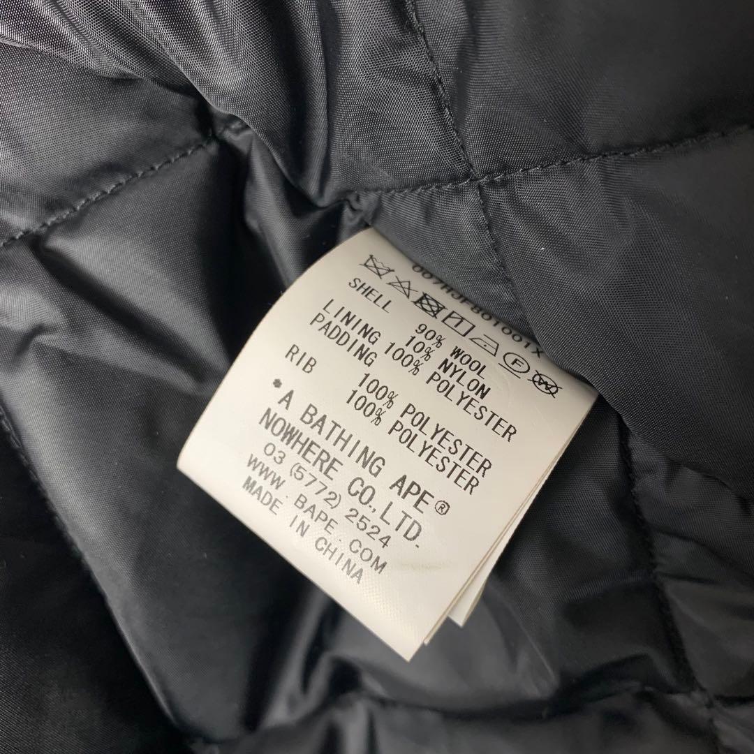 Mr.BATHING APE　ウールスタジャン　XL　ブラック　刺繍　ウール