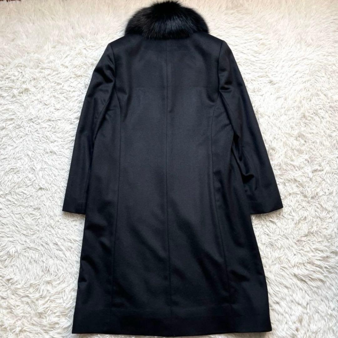 【最高級 シルク カシミヤ100%】BALMAIN フォックスファー コート 黒
