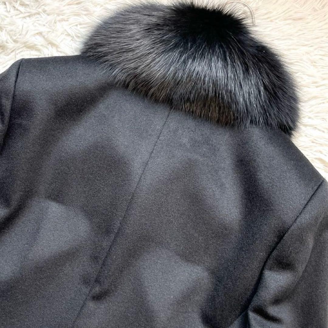 【最高級 シルク カシミヤ100%】BALMAIN フォックスファー コート 黒