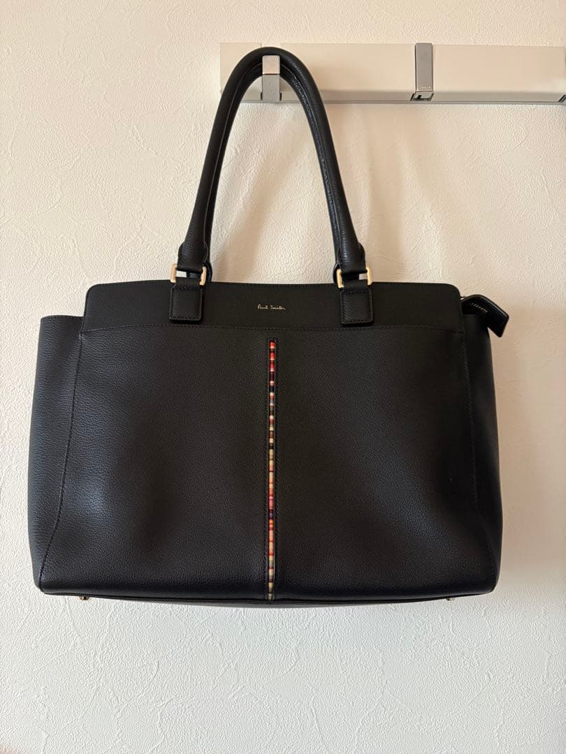 ✨美品✨ポールスミス トートバッグ インセットストライプ レザー ブラック ロゴ