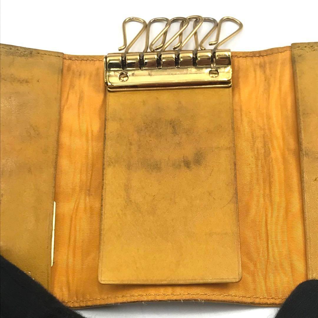 CHANEL シャネル ココマーク キャビアスキン イエロー 6連 キーケース