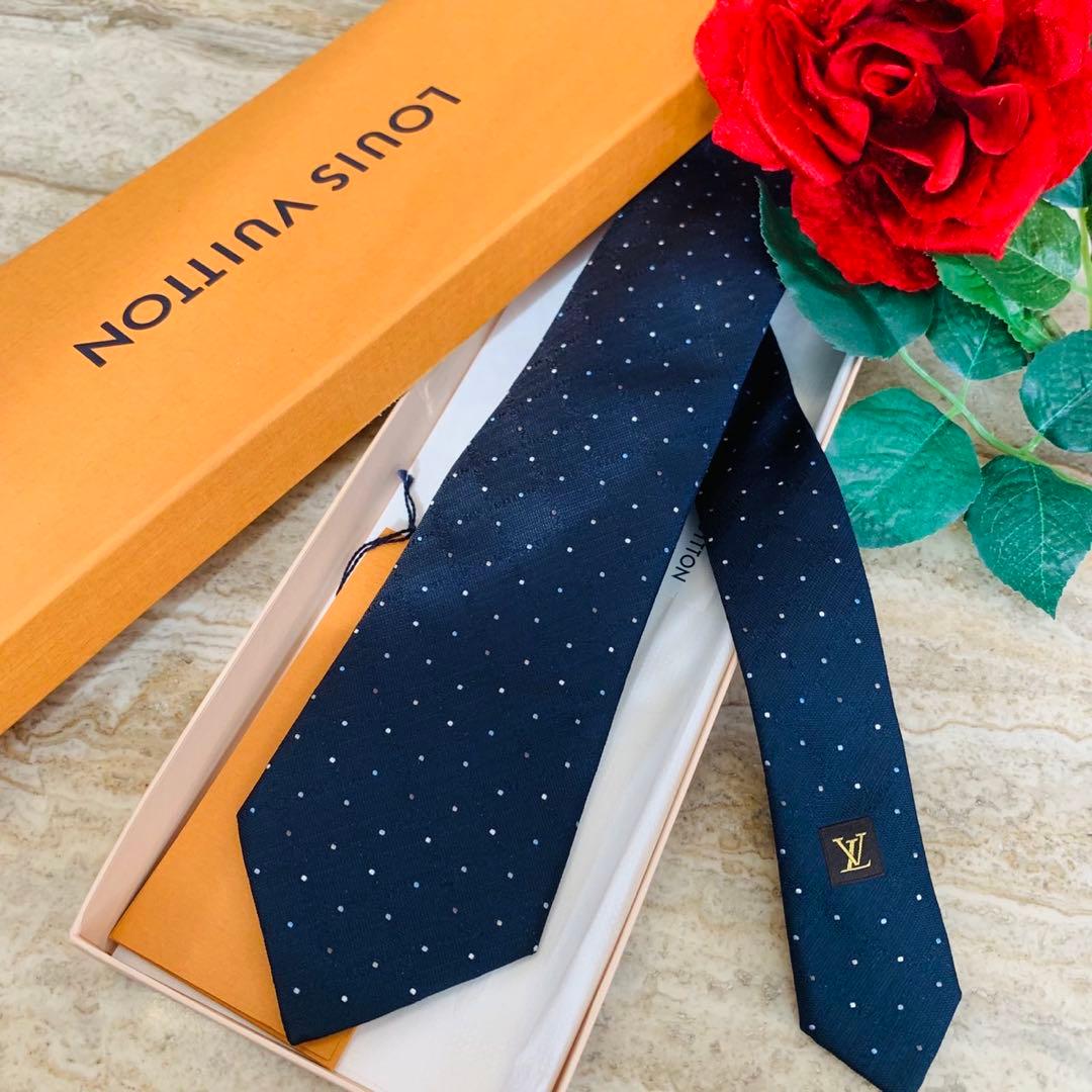 N307 新品未使用 ルイヴィトン ロゴ総柄 ドット柄 ネクタイ メンズ