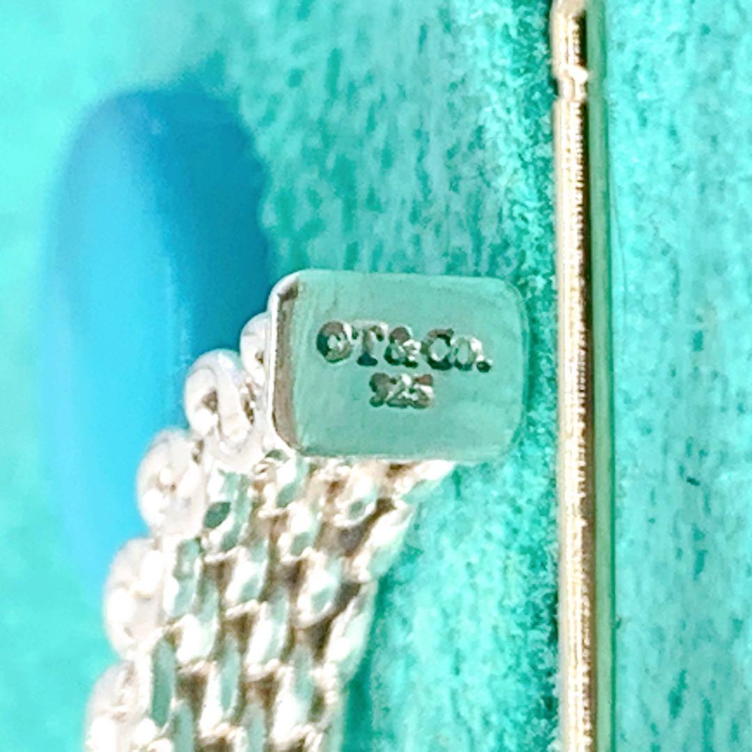 美品 ティファニー サマセット メッシュ フープ ピアス シルバー925