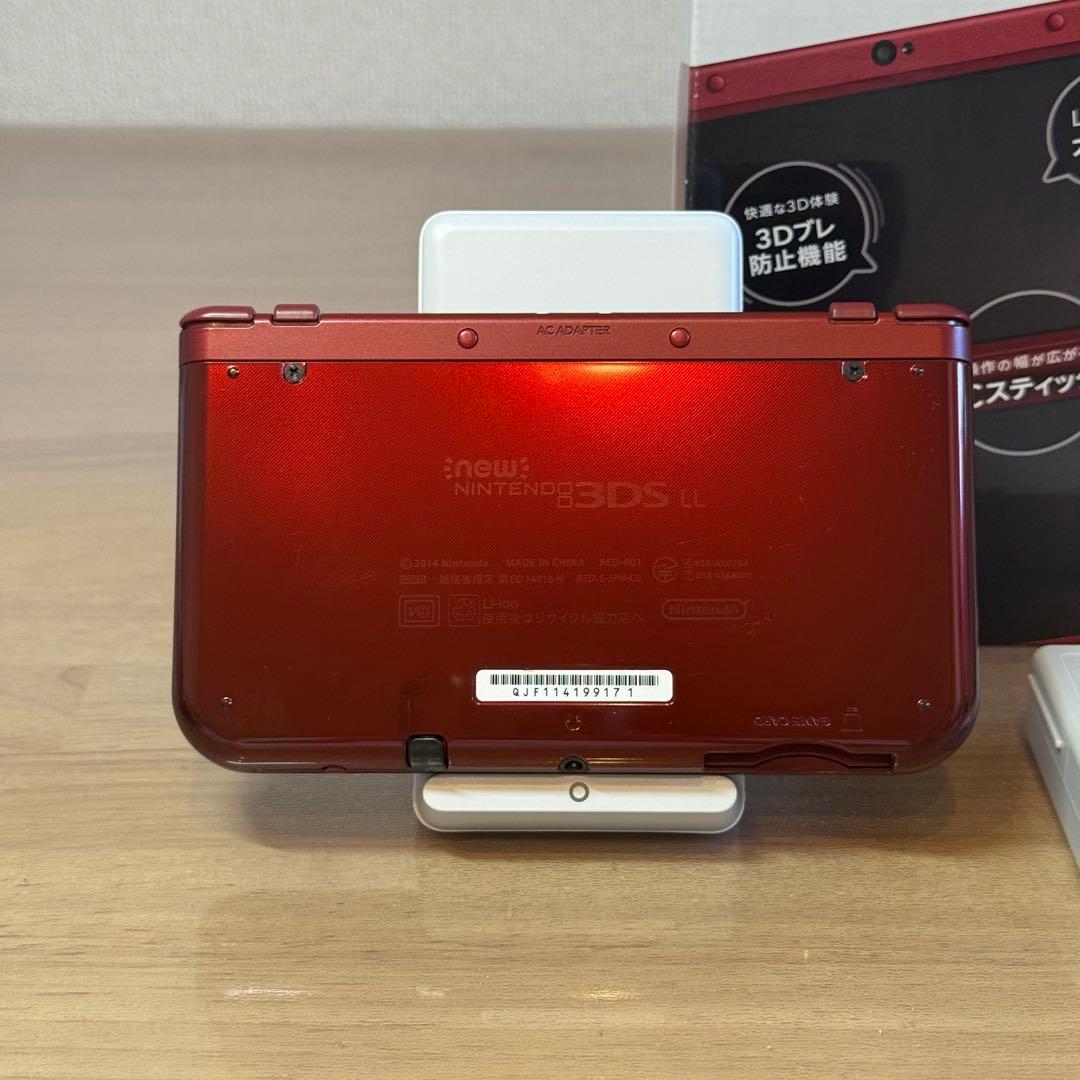 6-027 Newニンテンドー3DS LL メタリックレッド 箱付き 上下IPS
