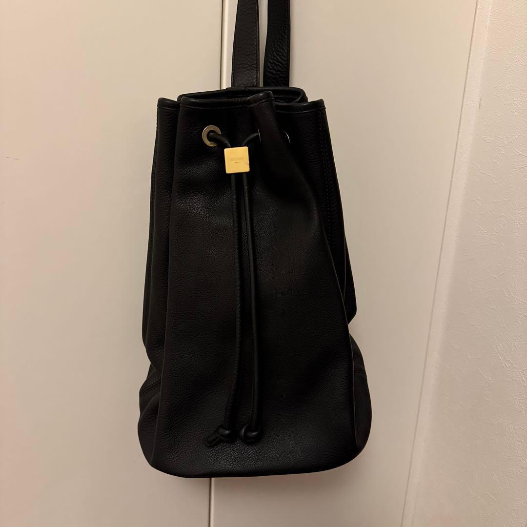 【yuumee】S.MANO 巾着バッグ ブラック レザー