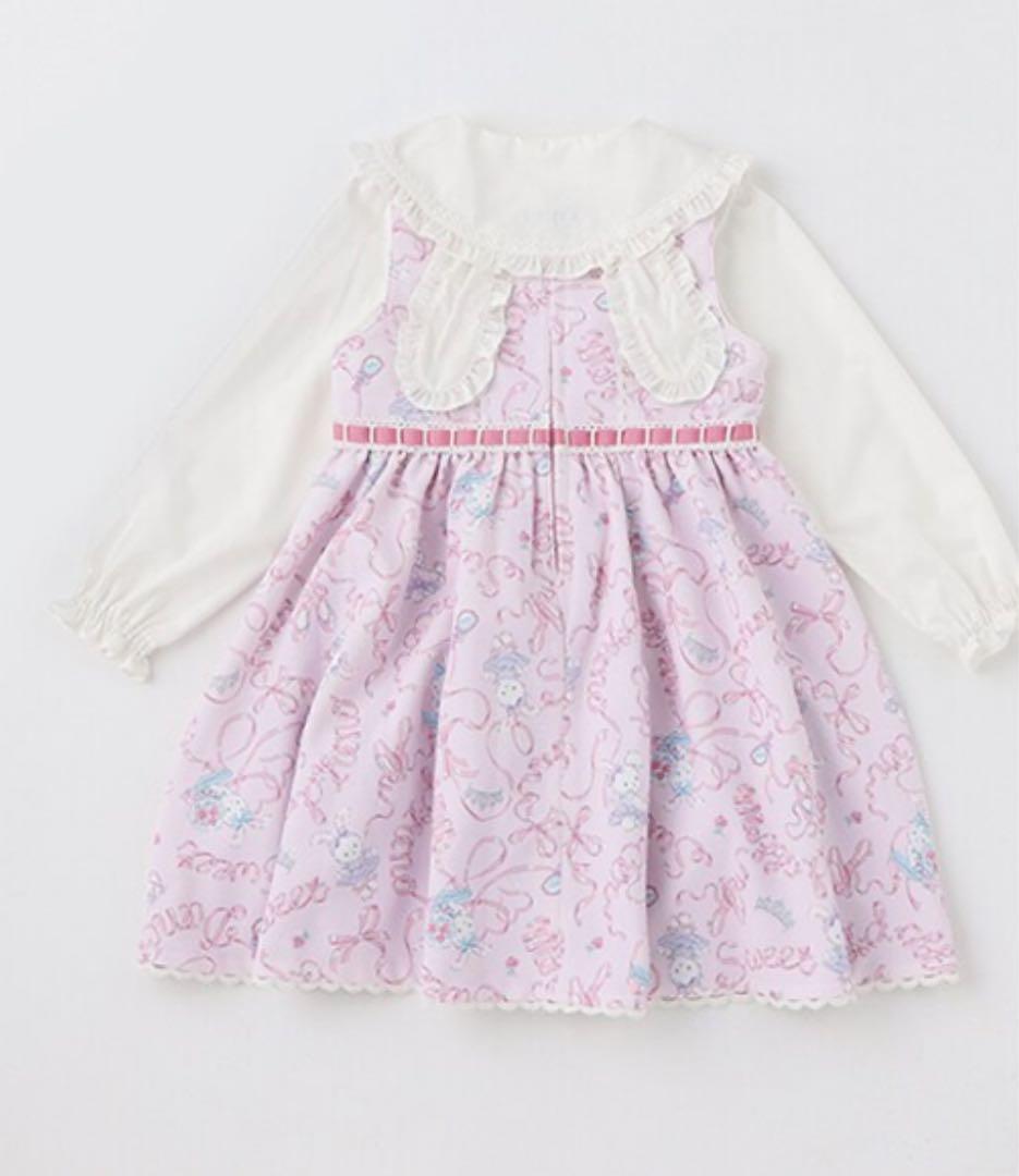 35th 復刻ウサギバレエ柄ジャンパースカート3点セット