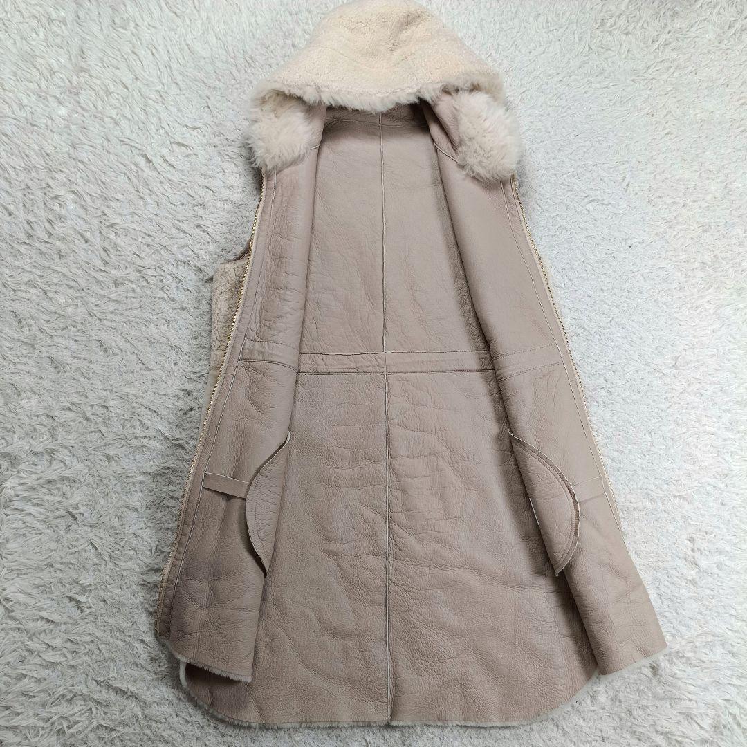 美品✨ANAYI現行　フード付きムートンリバージレ　ベージュ　近年モデル　高級