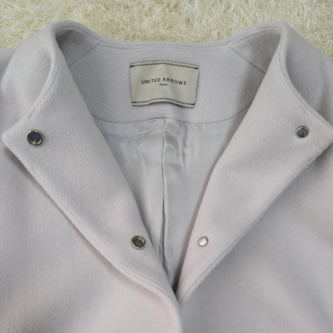 【上品】UNITED ARROWS ノーカラーコート ライトグレー シンプル