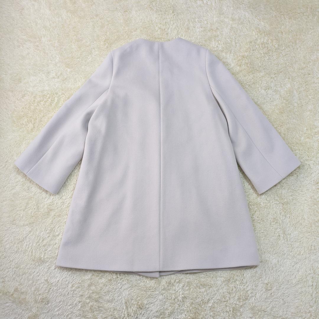 【上品】UNITED ARROWS ノーカラーコート ライトグレー シンプル