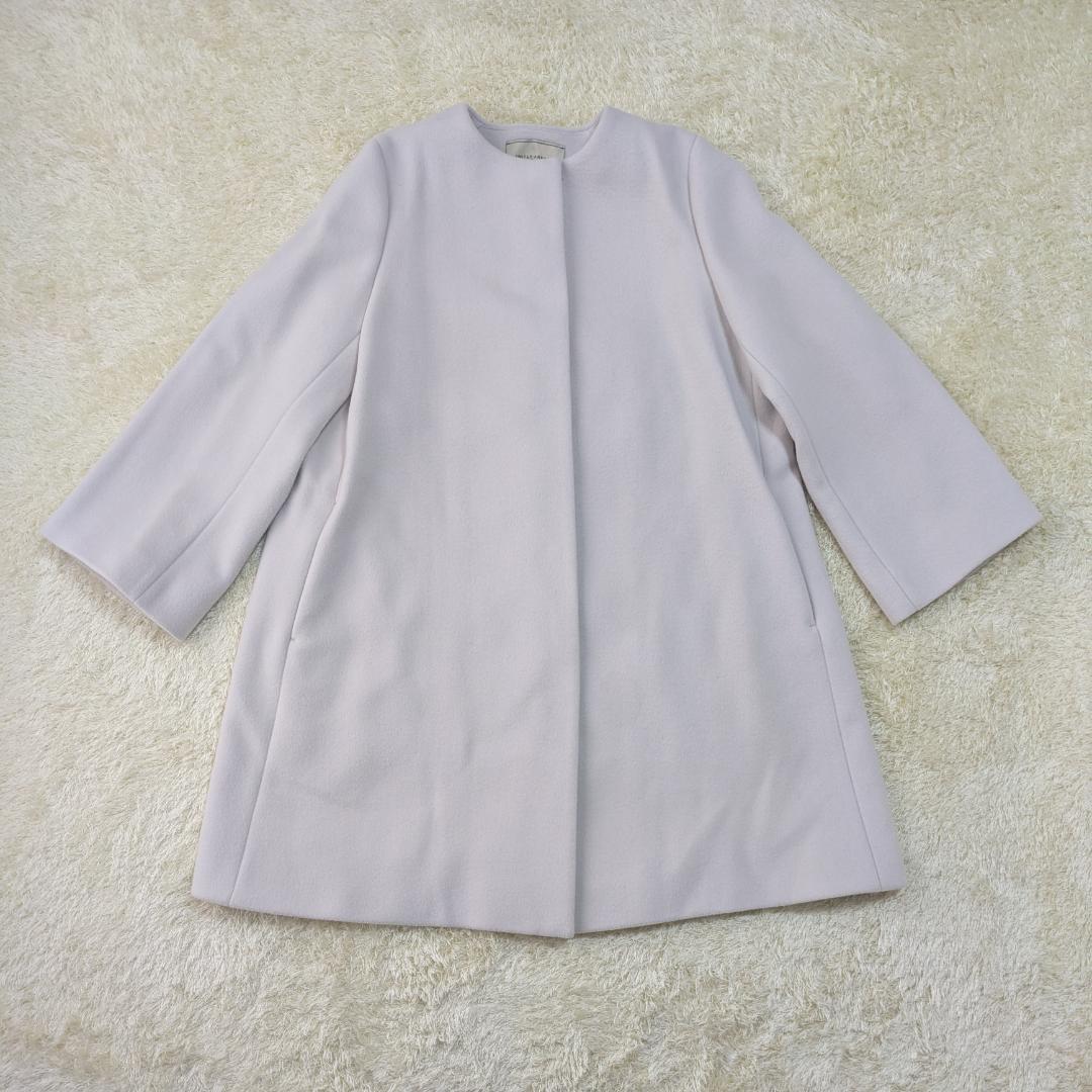 【上品】UNITED ARROWS ノーカラーコート ライトグレー シンプル