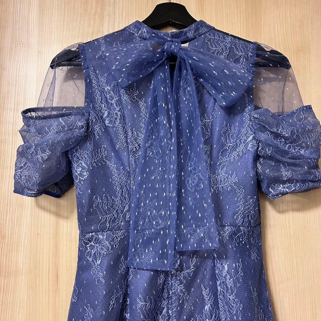 SNIDEL シアーショルダーレースドレス DBLU 0