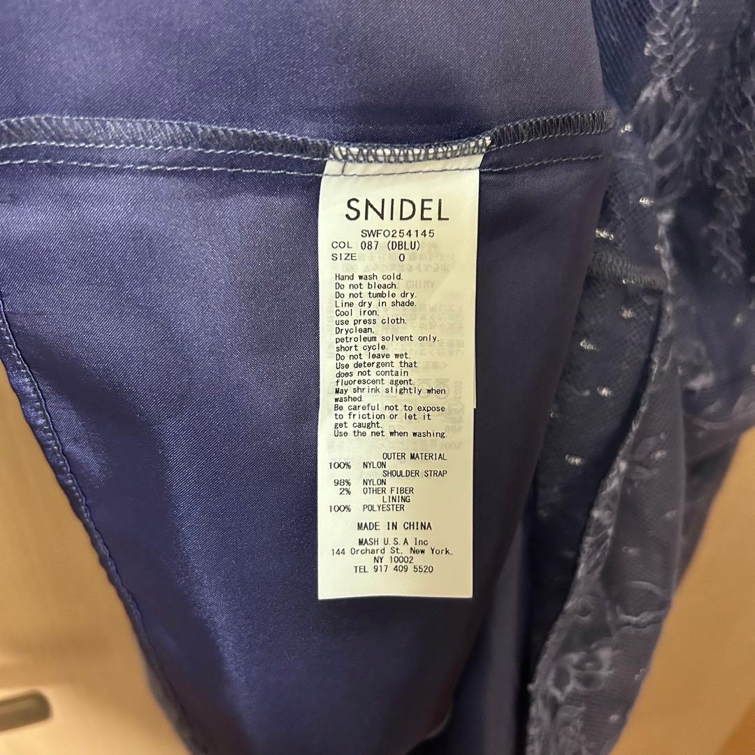 SNIDEL シアーショルダーレースドレス DBLU 0