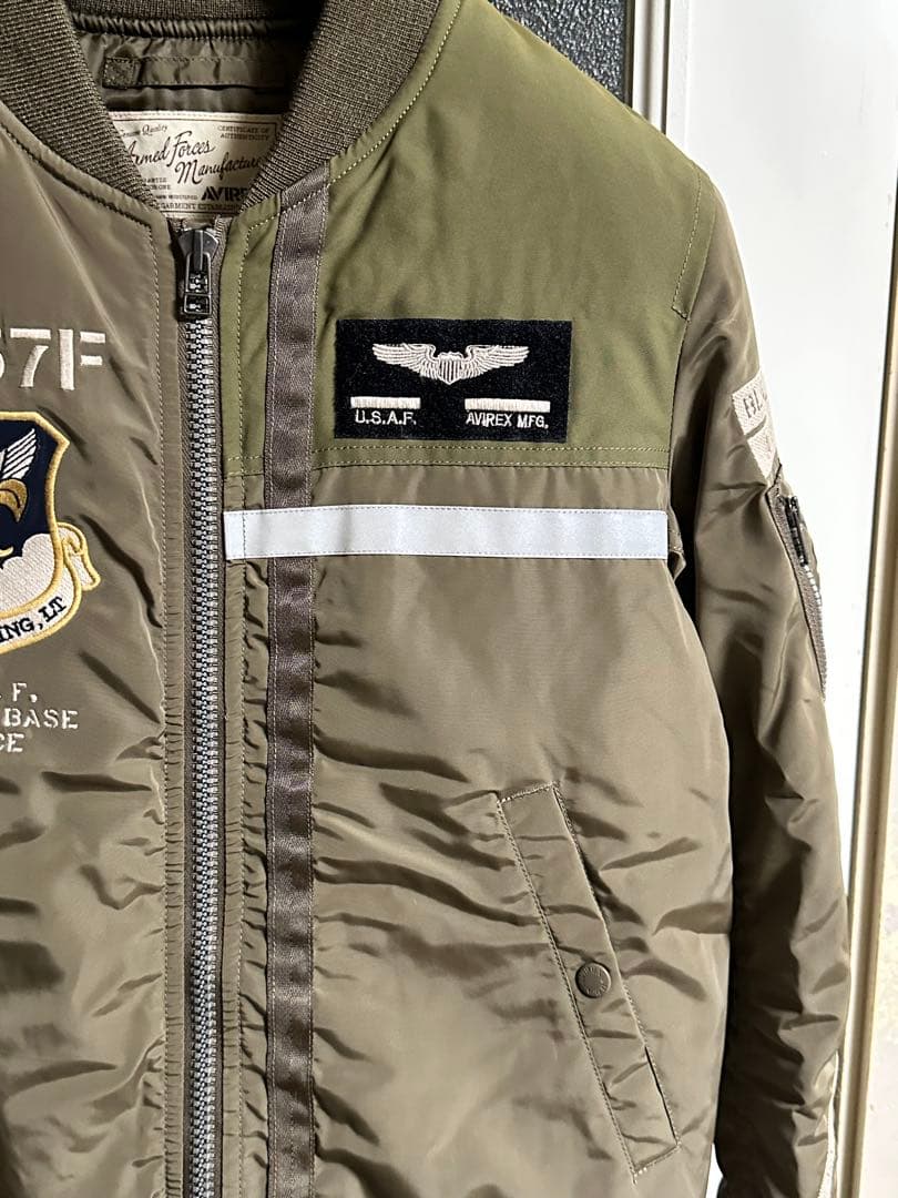 AVIREX MA-1 BLACK KNIGHTS Lサイズ　カーキ
