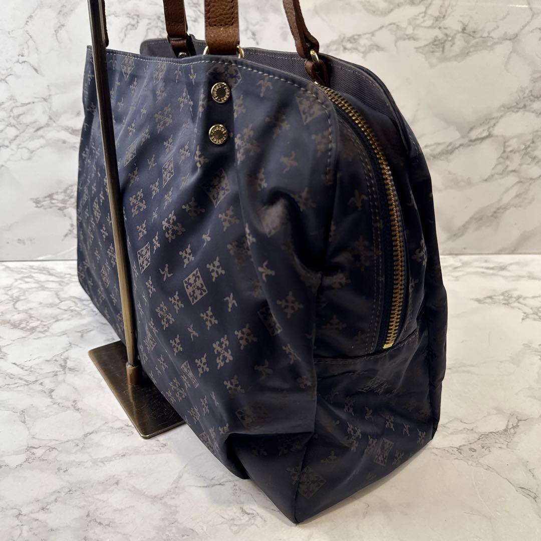 ほぼ未使用品russet ラシット ナイロン×本革 レザートートバッグ ネイビー